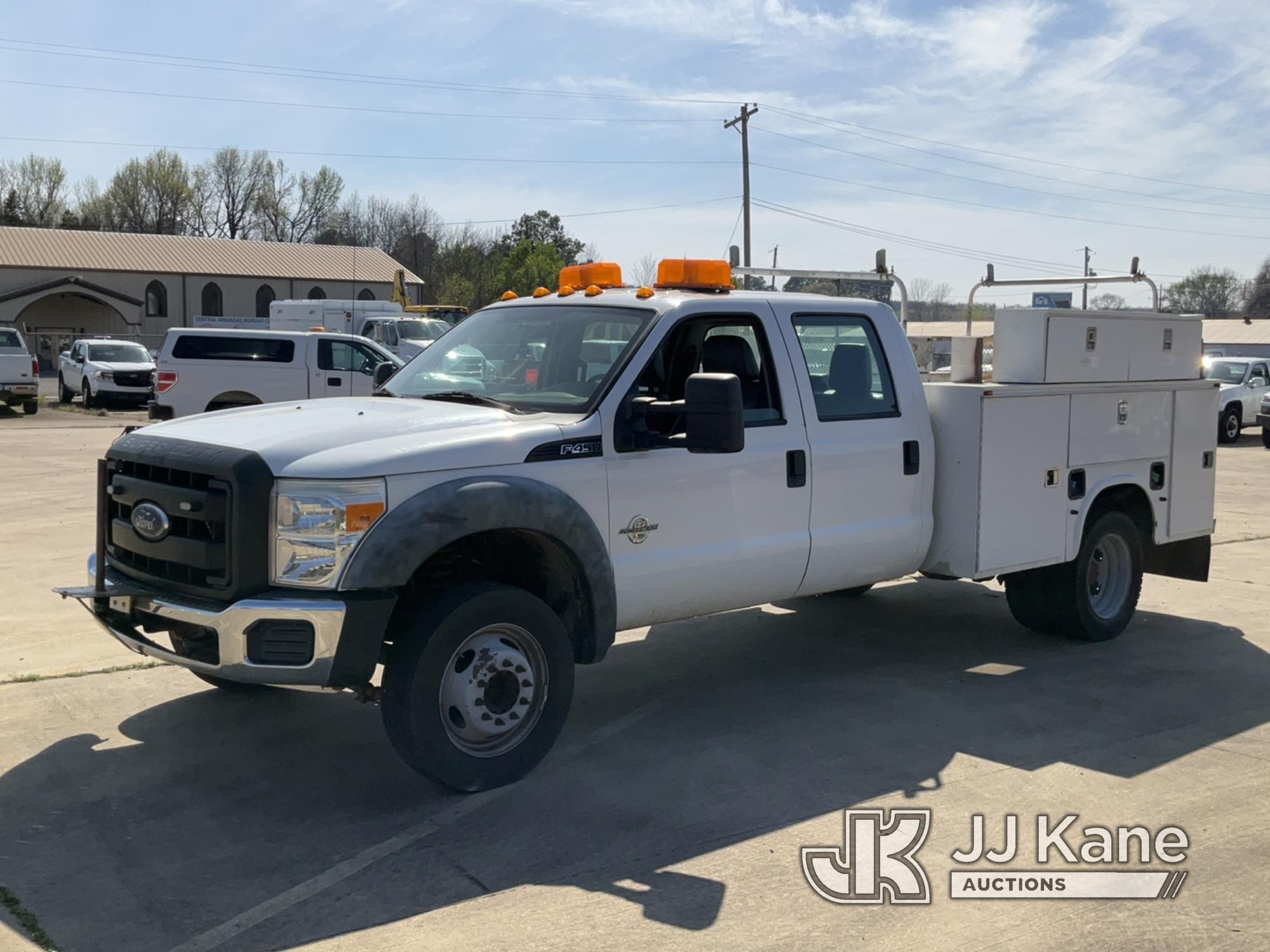 (Conway, AR) 2011 Ford F-450 SD Crew-Cab Service Truck Runs & Moves) (Jump To Start, Idles Rough, Re