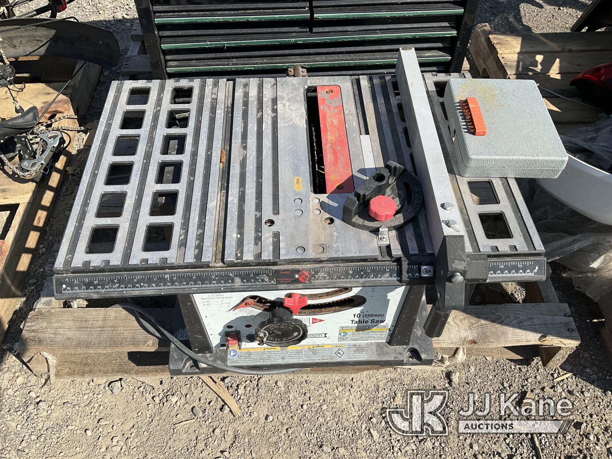 (Jurupa Valley, CA) Pallet Of Unknown Brand Of Tool Box & Table Saw (Used) NOTE: This unit is being