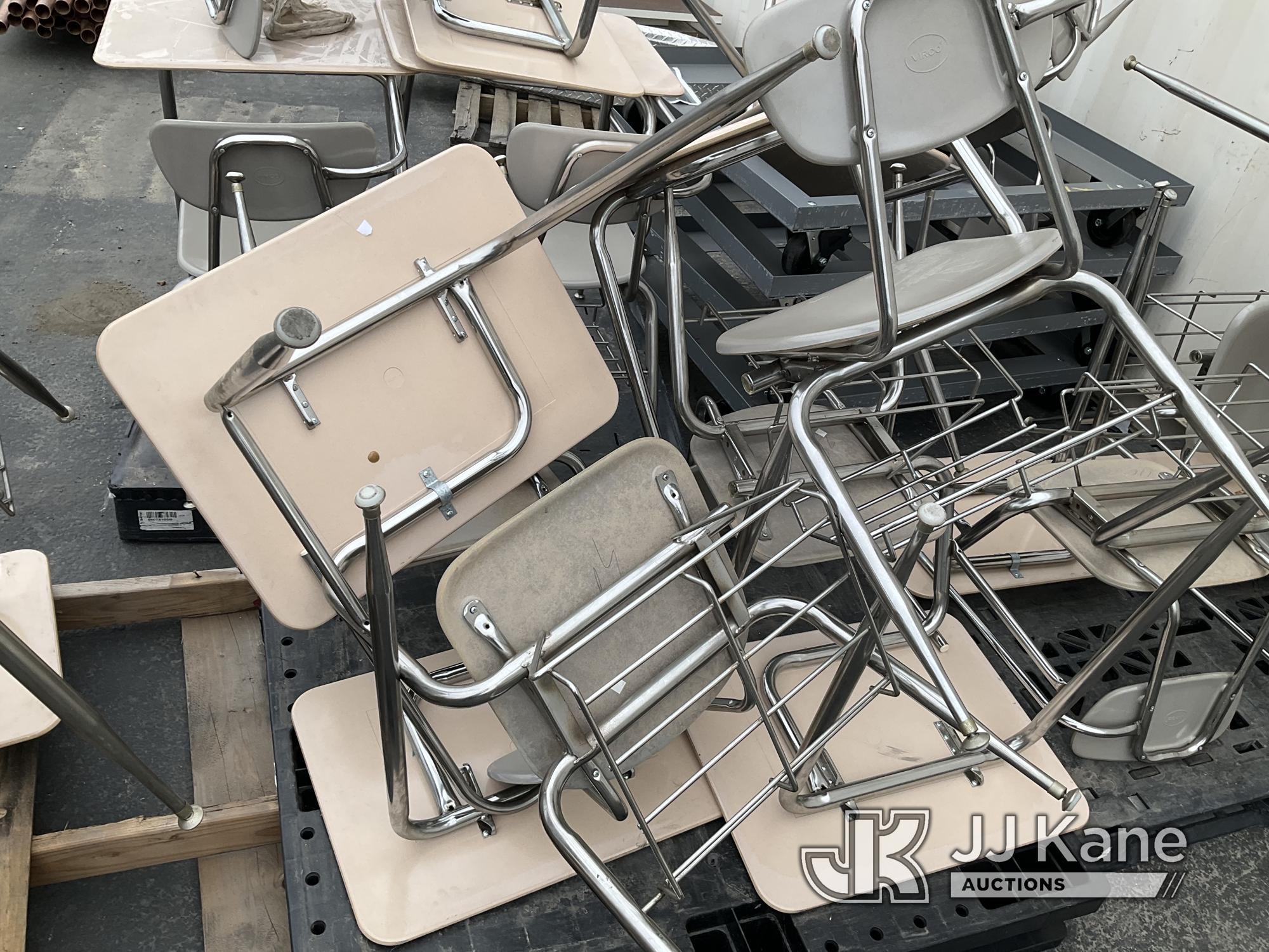 (Jurupa Valley, CA) 4 Pallets Of School Desks & Metal Carts (Used) NOTE: This unit is being sold AS