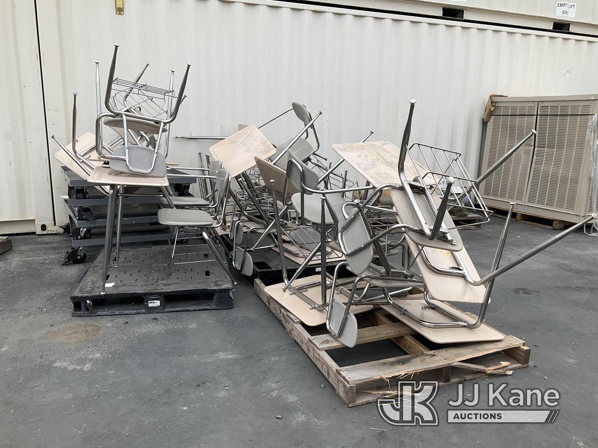 (Jurupa Valley, CA) 4 Pallets Of School Desks & Metal Carts (Used) NOTE: This unit is being sold AS