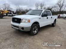 2007 Ford F150 4x4 Crew-Cab Pickup Truck Runs Rough, Moves Rough, Bad Transmission, No Tailgate, Une