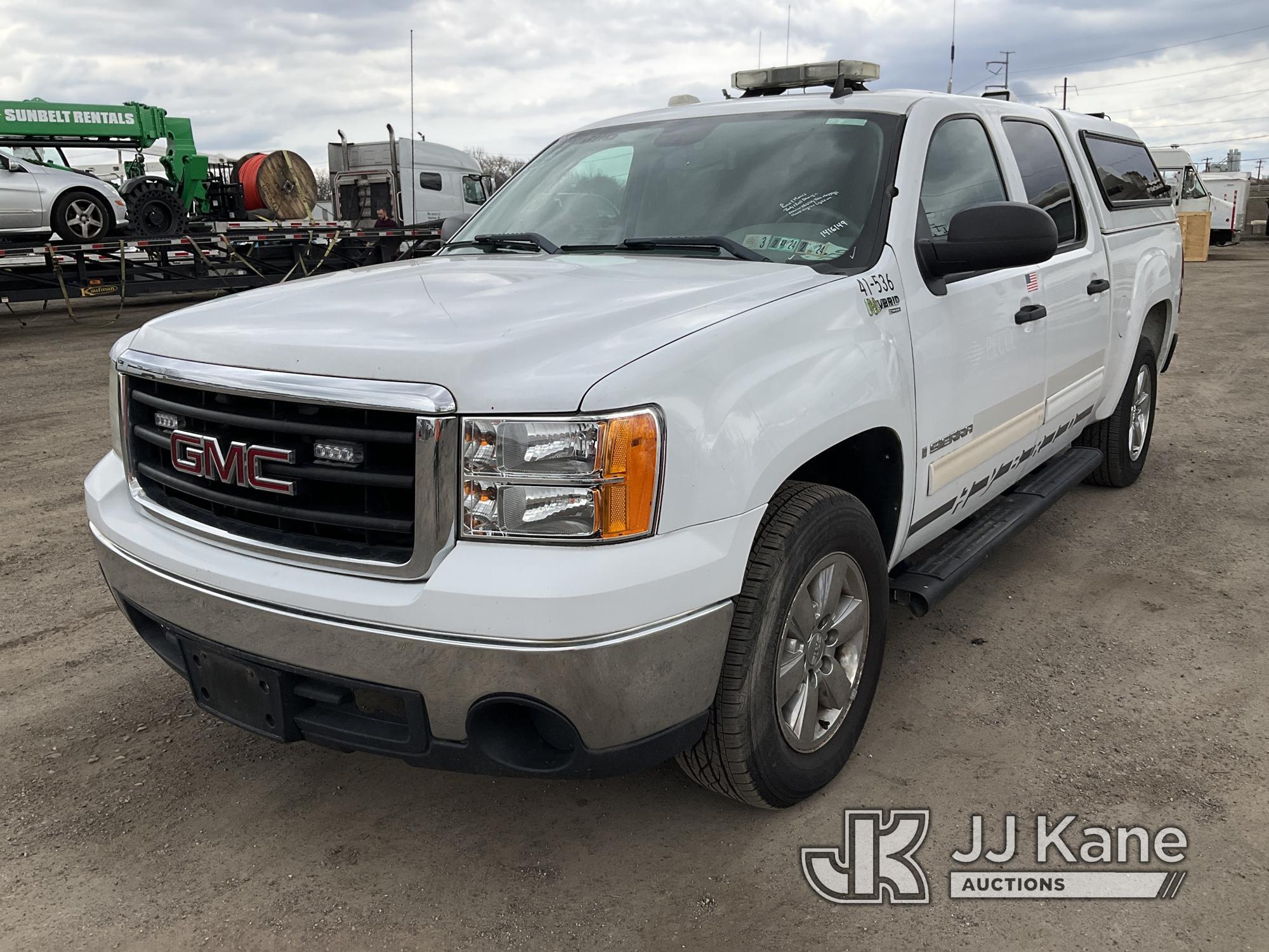 (Plymouth Meeting, PA) 2009 GMC Sierra Hybrid 4x4 Crew-Cab Pickup Truck Runs & Moves, Body & Rust Da