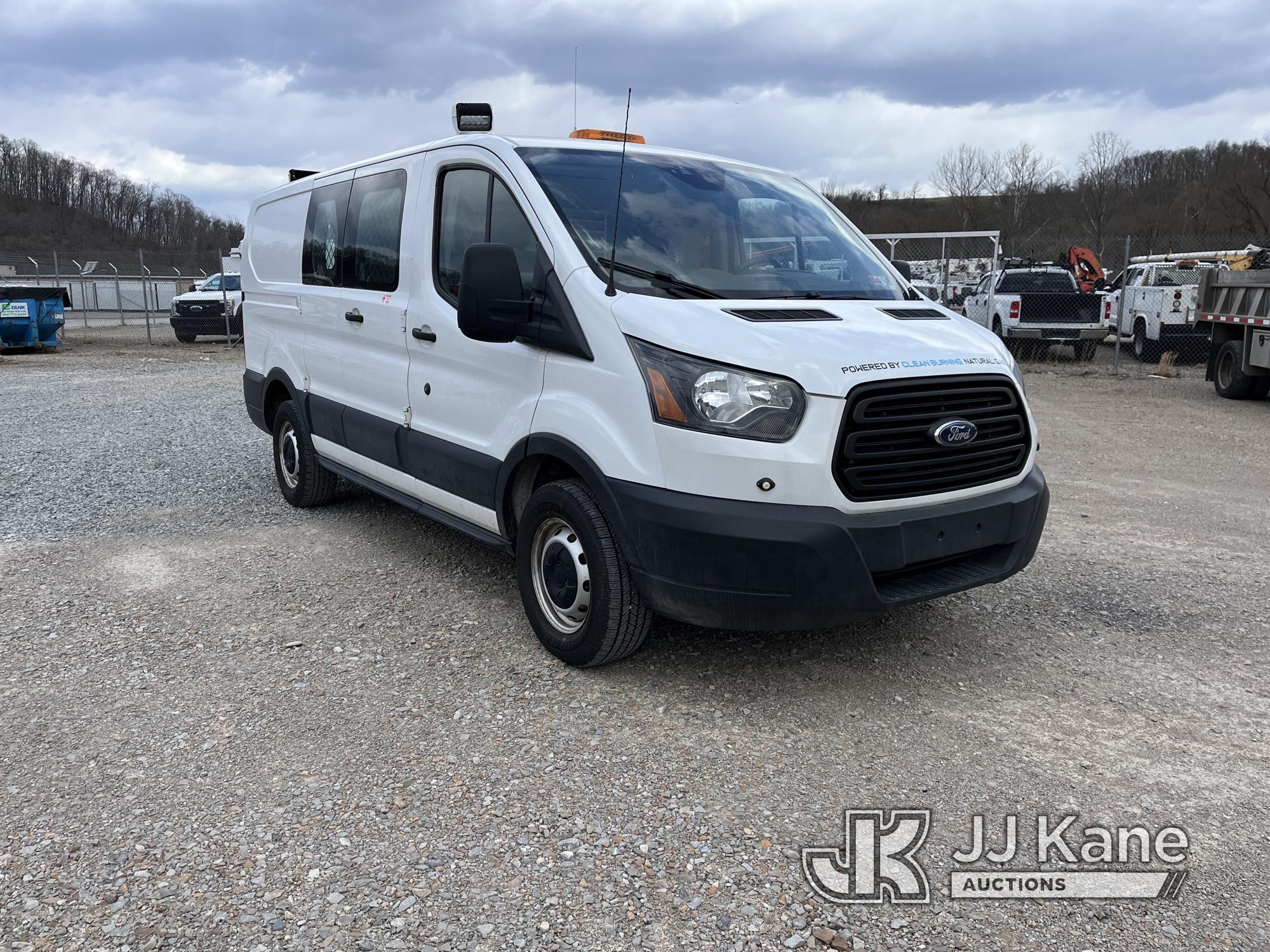 (Smock, PA) 2019 Ford Transit Cargo Van CNG Only) (Runs & Moves, Broken Driver Door Latch Release/Wi