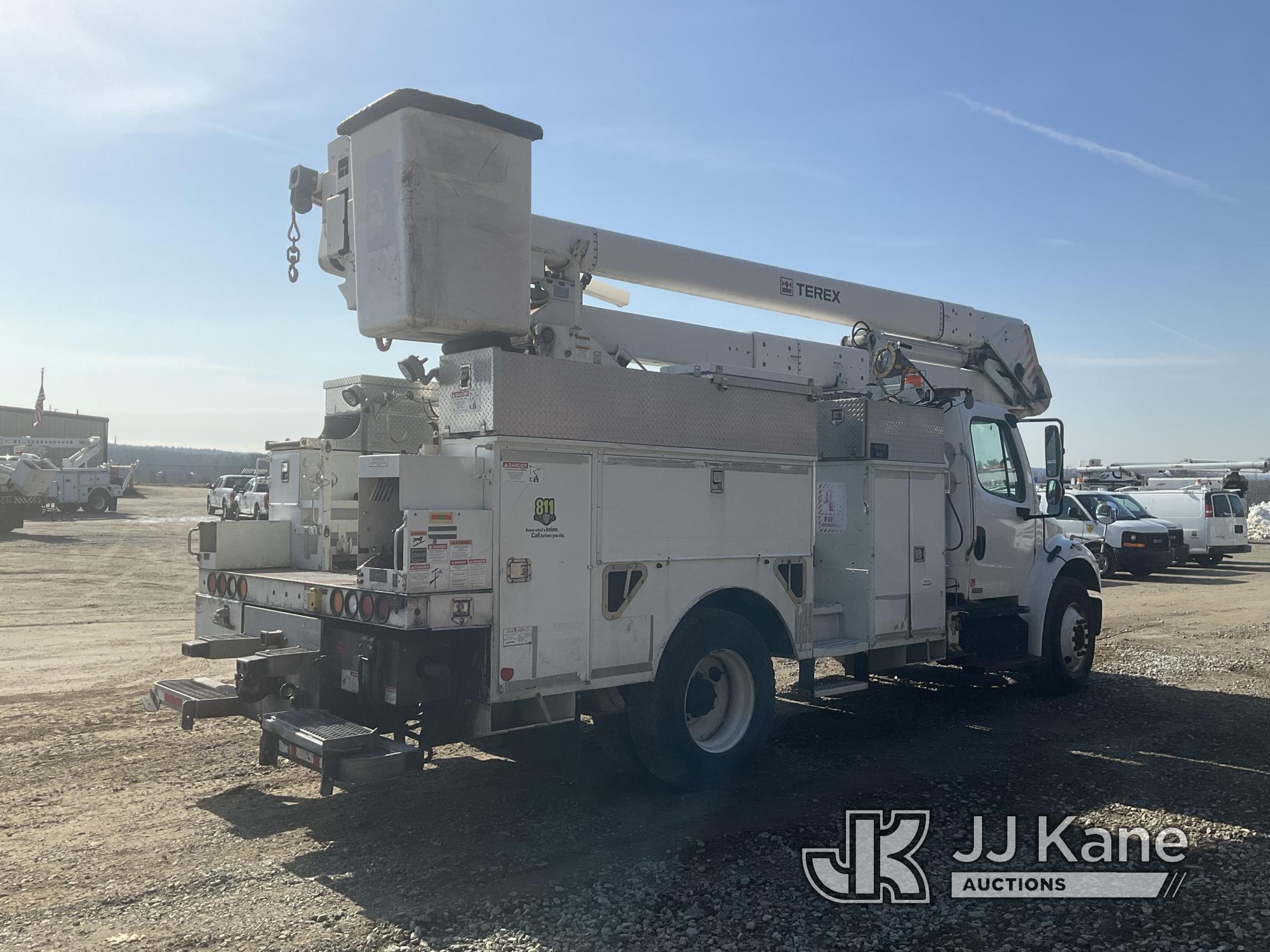 (Shrewsbury, MA) HiRanger HR52-MH, Material Handling Bucket Truck rear mounted on 2012 Freightliner