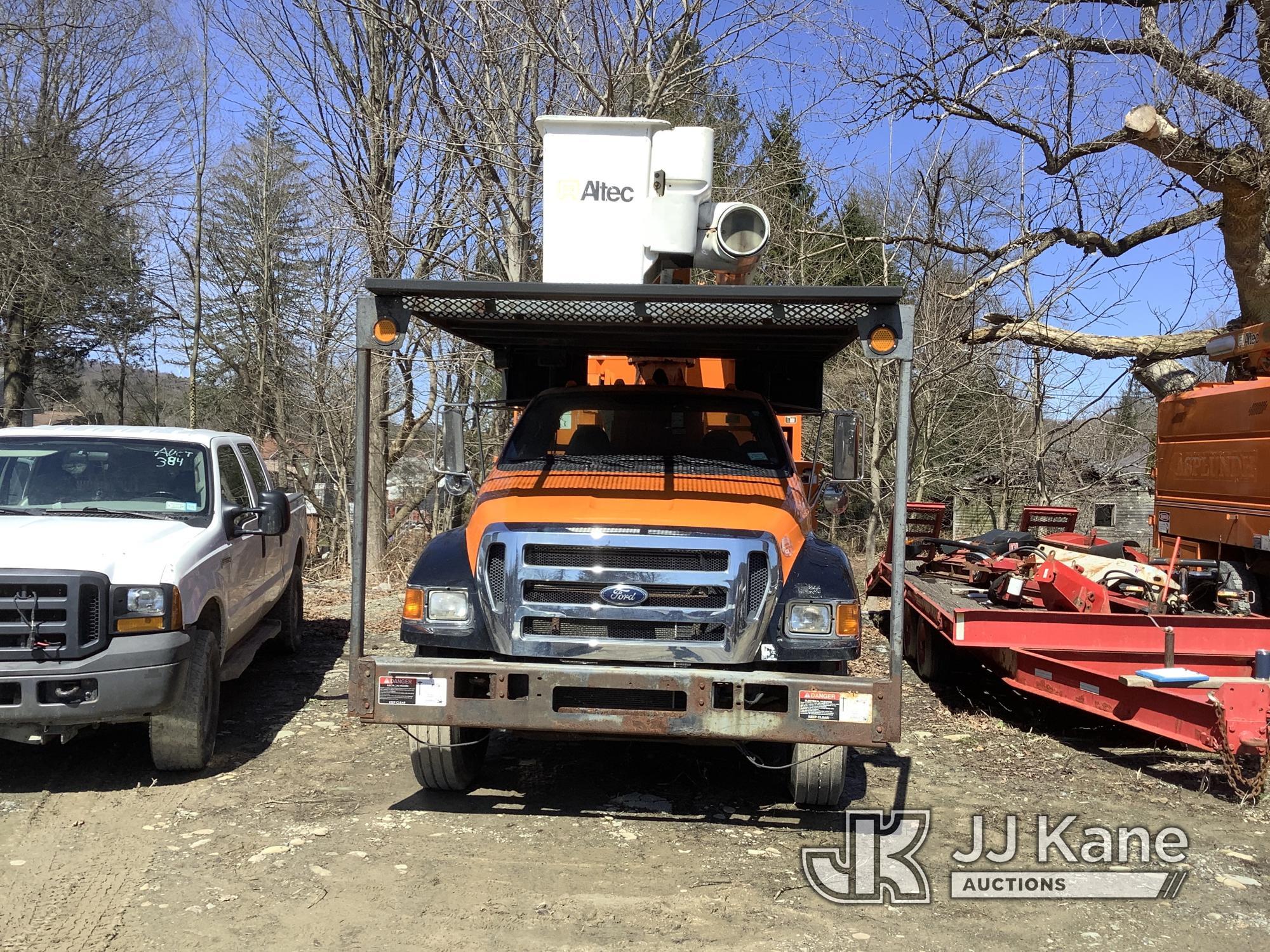 (Deposit, NY) Altec LR760E70, Over-Center Elevator Bucket Truck mounted behind cab on 2013 Ford F750