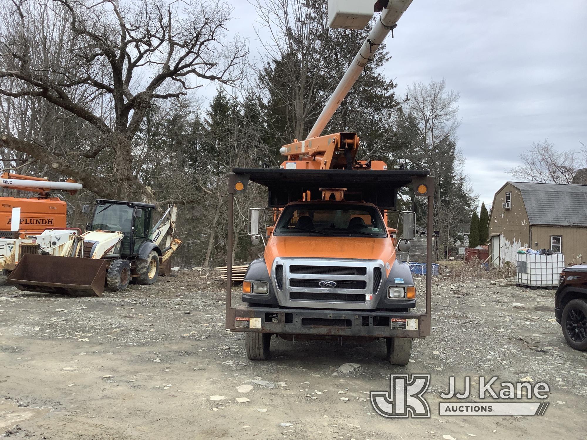 (Deposit, NY) Altec LR760E70, Over-Center Elevator Bucket Truck mounted behind cab on 2013 Ford F750