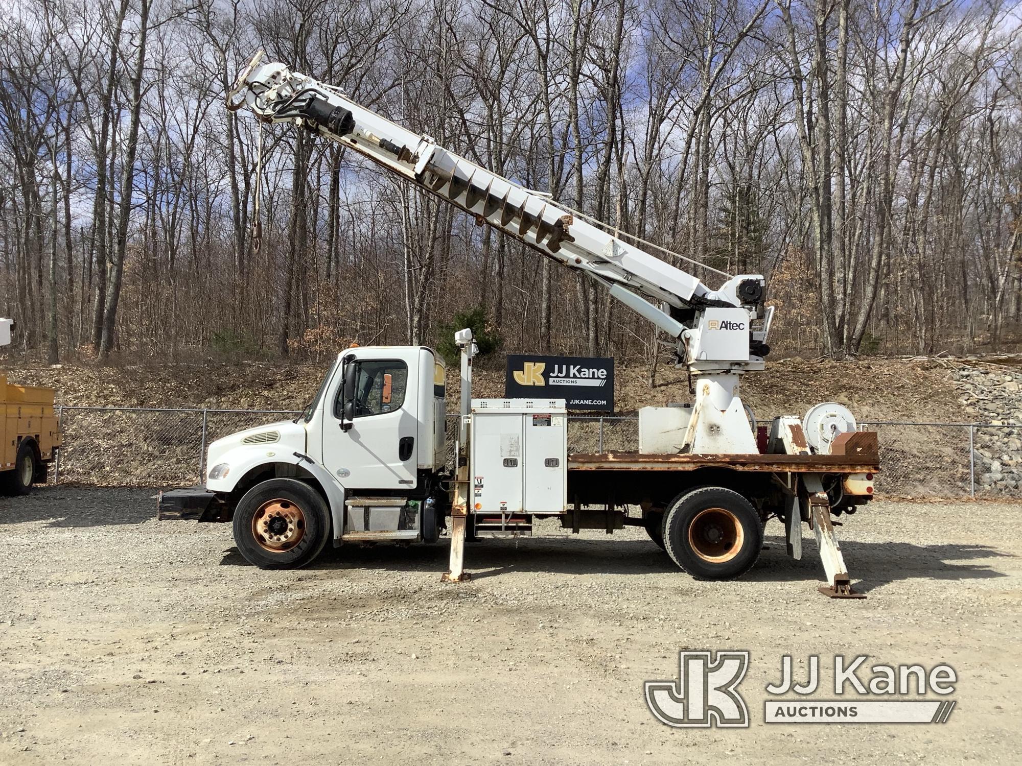 (Shrewsbury, MA) Altec DC47TR, Digger Derrick rear mounted on 2011 Freightliner M2 106 Flatbed/Utili