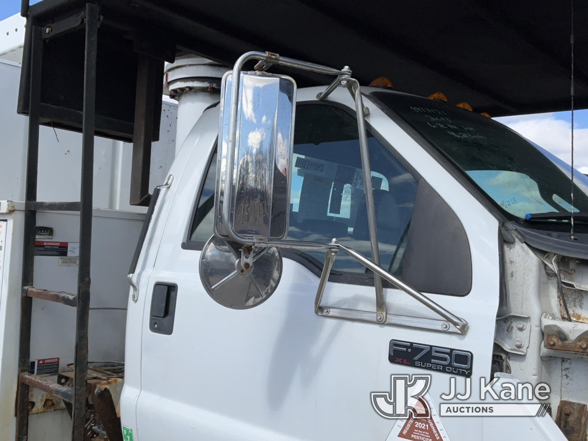 (Rome, NY) Altec LR756, Over-Center Bucket Truck mounted behind cab on 2013 Ford F750 Chipper Dump T