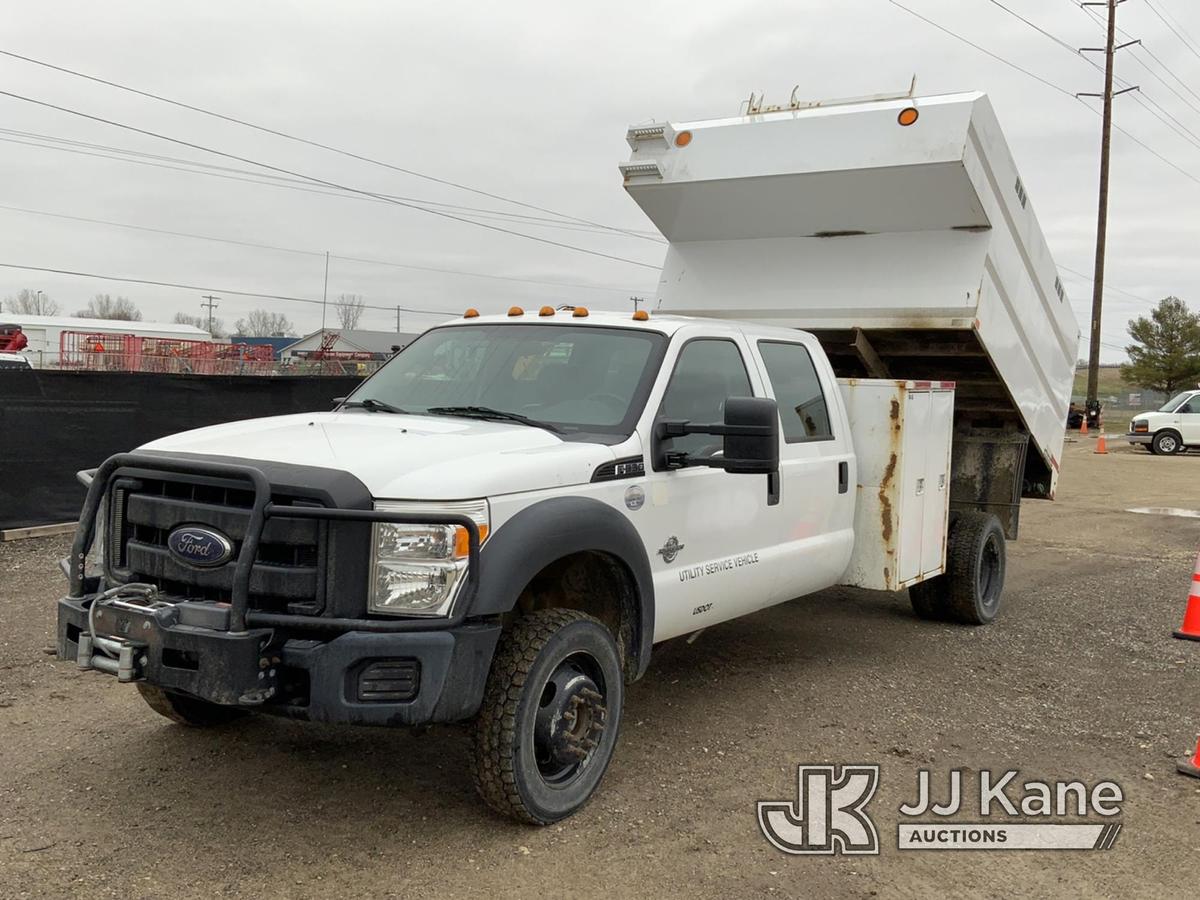 (Charlotte, MI) 2016 Ford F550 4x4 Crew Cab Chipper Dump Truck Runs, Moves, Dump Operates, Engine Li