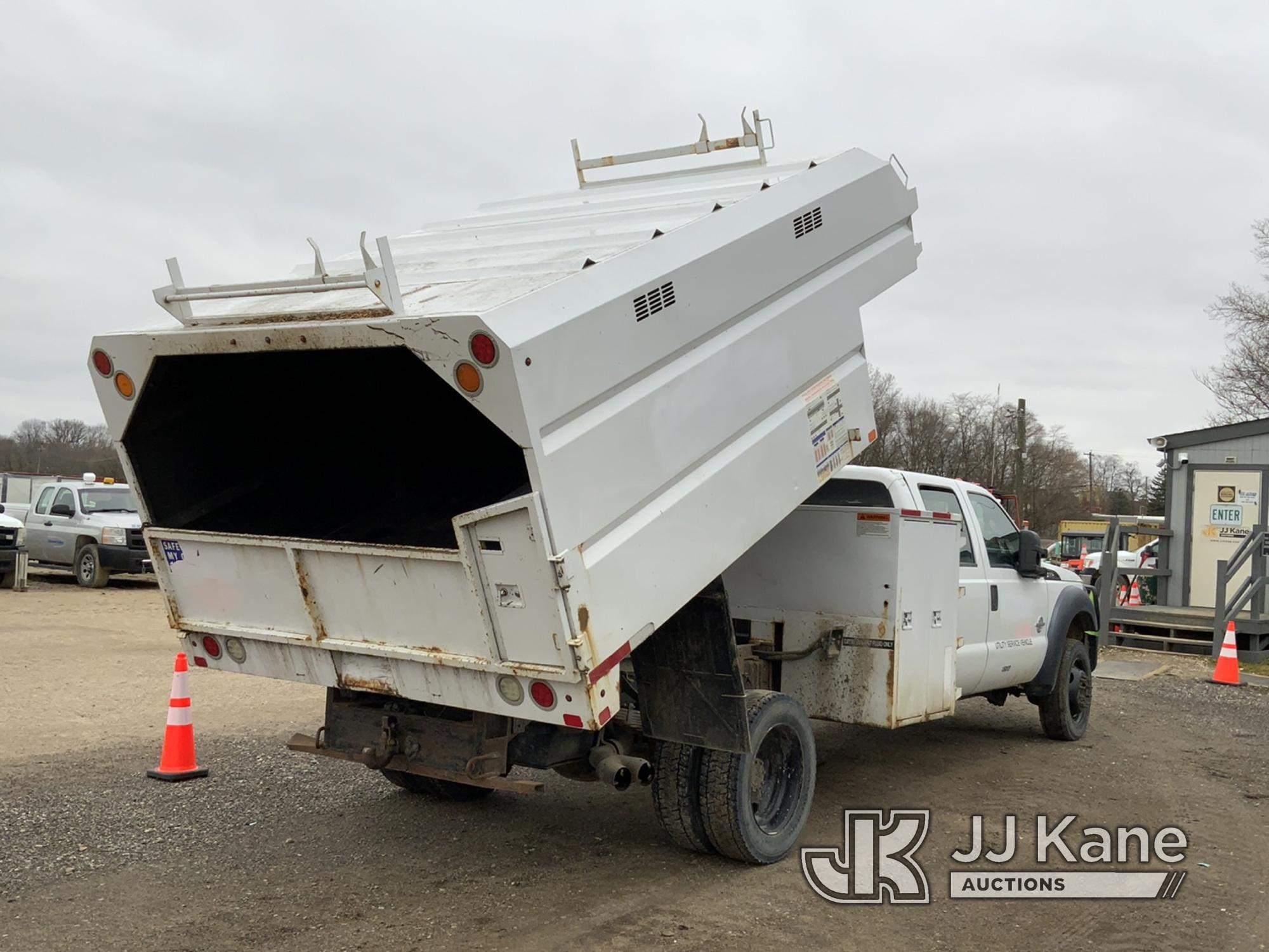 (Charlotte, MI) 2016 Ford F550 4x4 Crew Cab Chipper Dump Truck Runs, Moves, Dump Operates, Engine Li