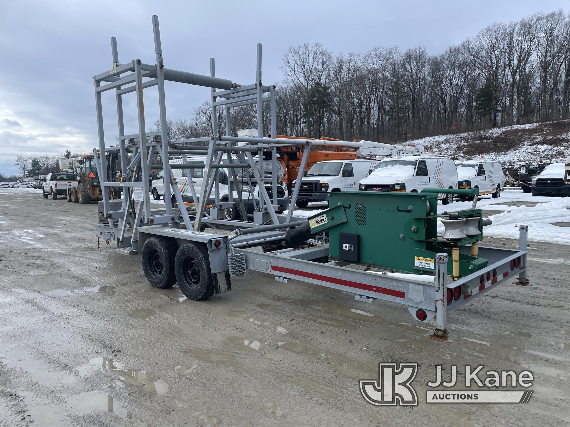 (Shrewsbury, MA) 2015 MGS Inc. Galvanized T/A Coiled Pipe Dispensing Trailer Pony Motor Not Running,