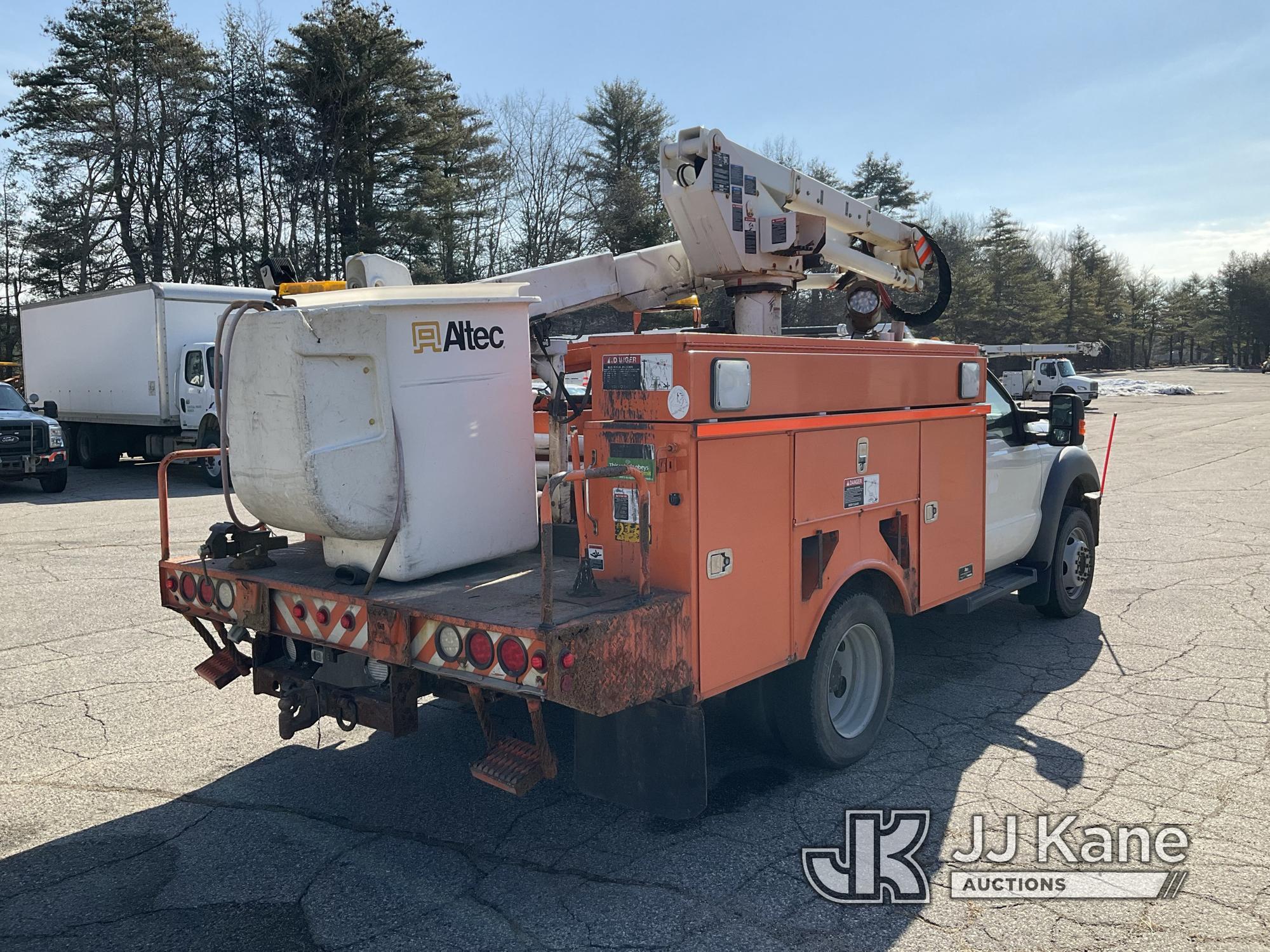 (Wells, ME) Altec AT37G, Articulating & Telescopic Bucket Truck mounted behind cab on 2013 Ford F550