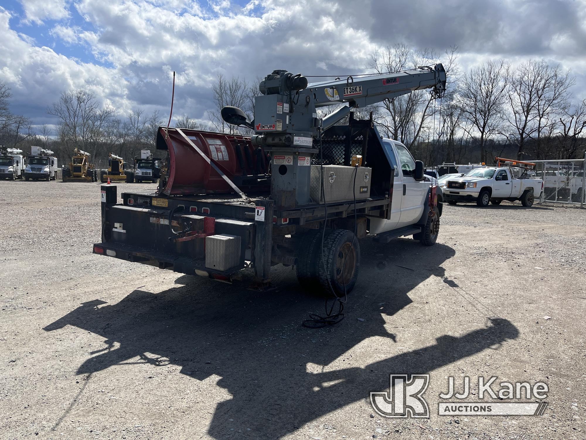 (Smock, PA) 2011 Ford F450 4x4 Extended-Cab Flatbed/Utility Truck Runs, Moves & Crane Operates, Outr