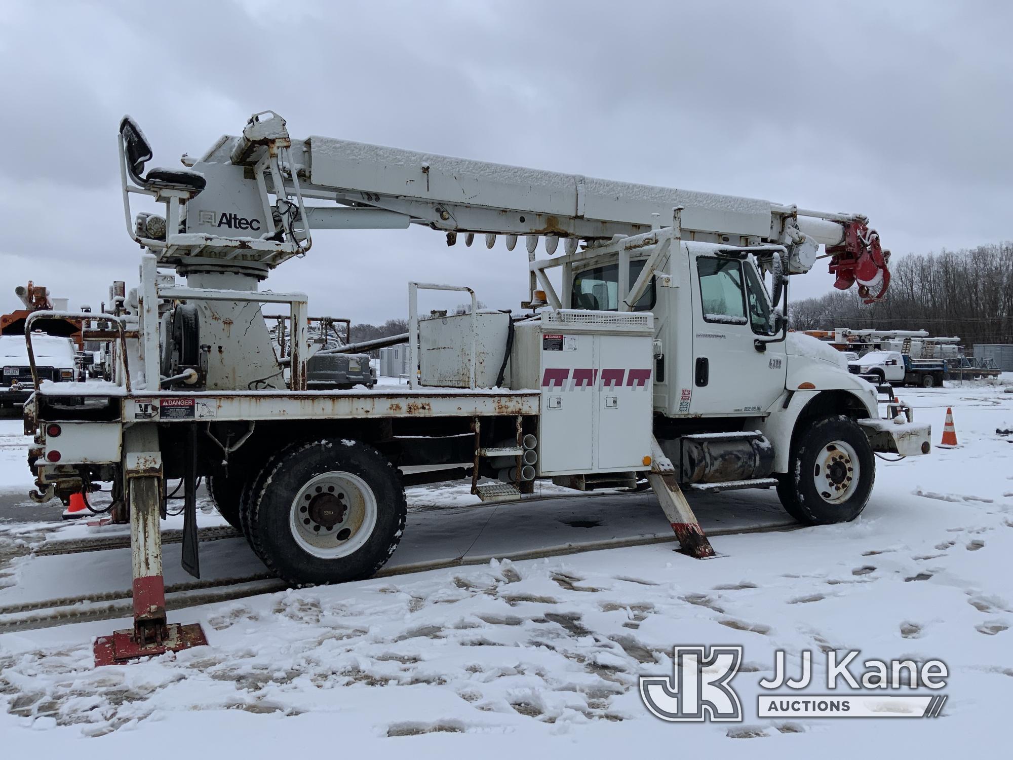 (Charlotte, MI) Altec DM45, Digger Derrick rear mounted on 2005 International 4300 Flatbed/Utility T