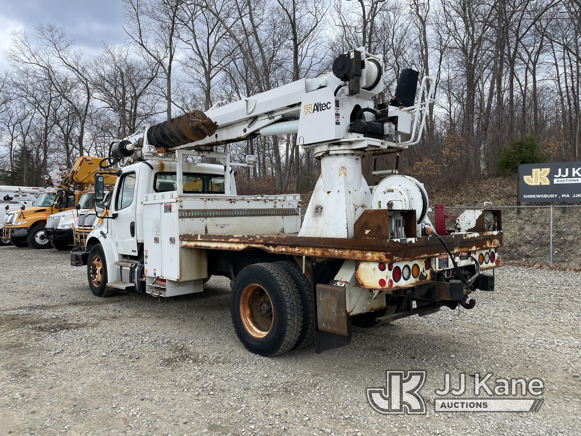 (Shrewsbury, MA) Altec DC47TR, Digger Derrick rear mounted on 2011 Freightliner M2 106 Flatbed/Utili