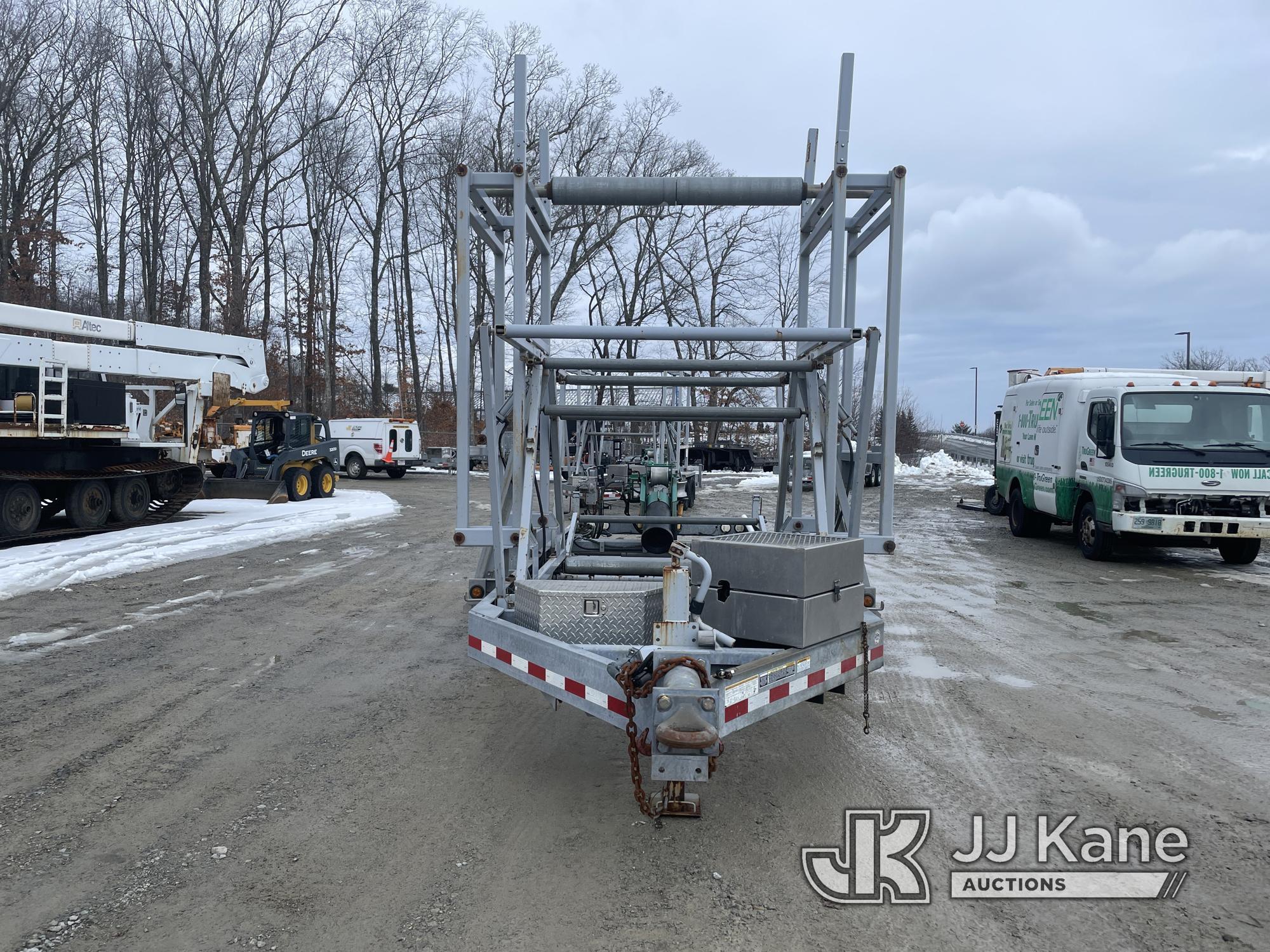 (Shrewsbury, MA) 2015 MGS Inc. Galvanized T/A Coiled Pipe Dispensing Trailer Pony Motor Not Running,
