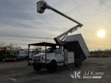 Altec LR756, Over-Center Bucket Truck mounted behind cab on 2015 Ford F750 Chipper Dump Truck Runs M