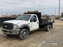 2005 Ford F550 Flatbed/Service Truck Runs, Moves, Hard Starting, Runs Rough, Rust, Body Damage