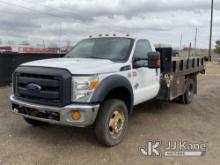 2014 Ford F550 4x4 Flatbed/Service Truck Runs, Moves, Jump To Start, Rust, Body Damage, Engine Light