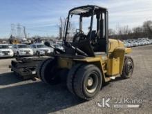 2007 Yale GDP190 Pneumatic Tired Forklift Runs Rough & Moves, Body Damage, Mast Removed, No LPG Tank