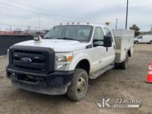 2016 Ford F350 4x4 Crew-Cab Service Truck Runs, Moves, Brake Pads Grinding On Rotors