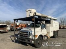 (Ashland, OH) Altec LR756, Over-Center Bucket Truck mounted behind cab on 2013 Ford F750 Chipper Dum