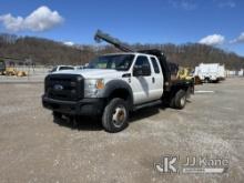 2011 Ford F450 4x4 Extended-Cab Flatbed/Utility Truck Runs, Moves & Crane Operates, Outrigger Levers