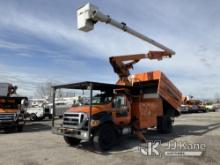 Altec LR760E70, Elevator Bucket Truck mounted behind cab on 2013 Ford F750 Chipper Dump Truck Runs, 