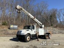 Altec DM47-BC, Digger Derrick rear mounted on 2009 International 4300 Flatbed/Utility Truck Runs, Mo