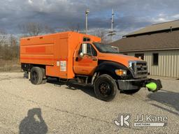 (Fort Wayne, IN) 2013 Ford F750 Chipper Dump Truck Runs & Moves) (Dump Inop, Service Engine Lights O