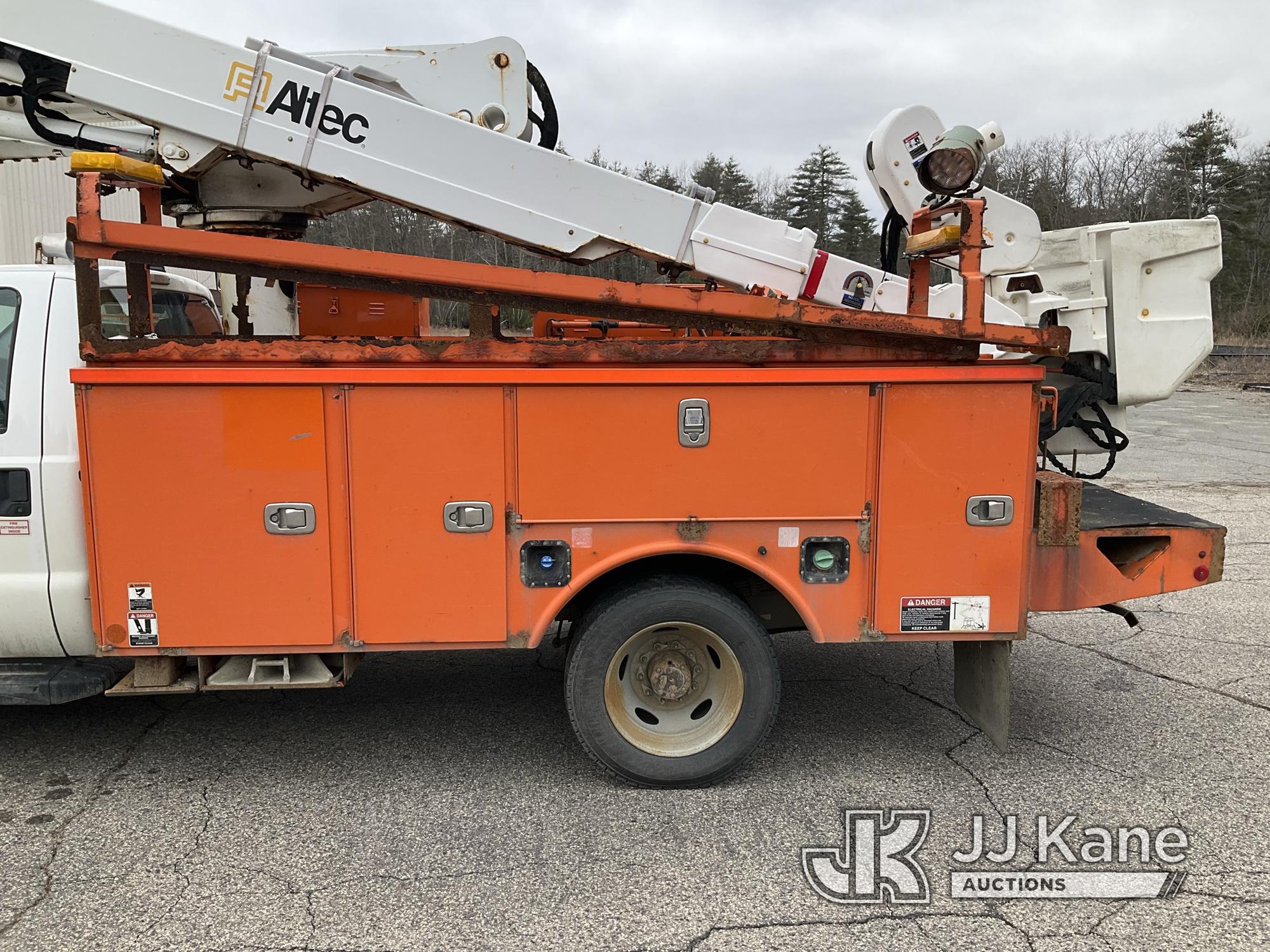 (Wells, ME) Altec AT40-MH, Articulating & Telescopic Material Handling Bucket Truck mounted behind c