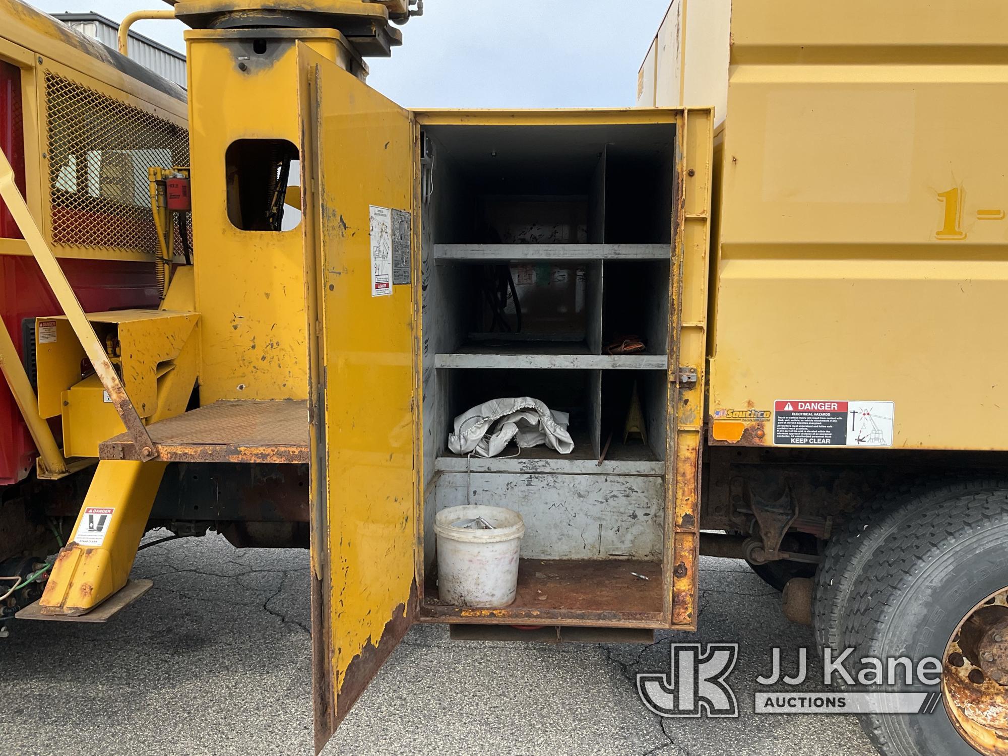 (Wells, ME) HiRanger XT60, Over-Center Bucket Truck mounted behind cab on 2012 International 4300 Ch