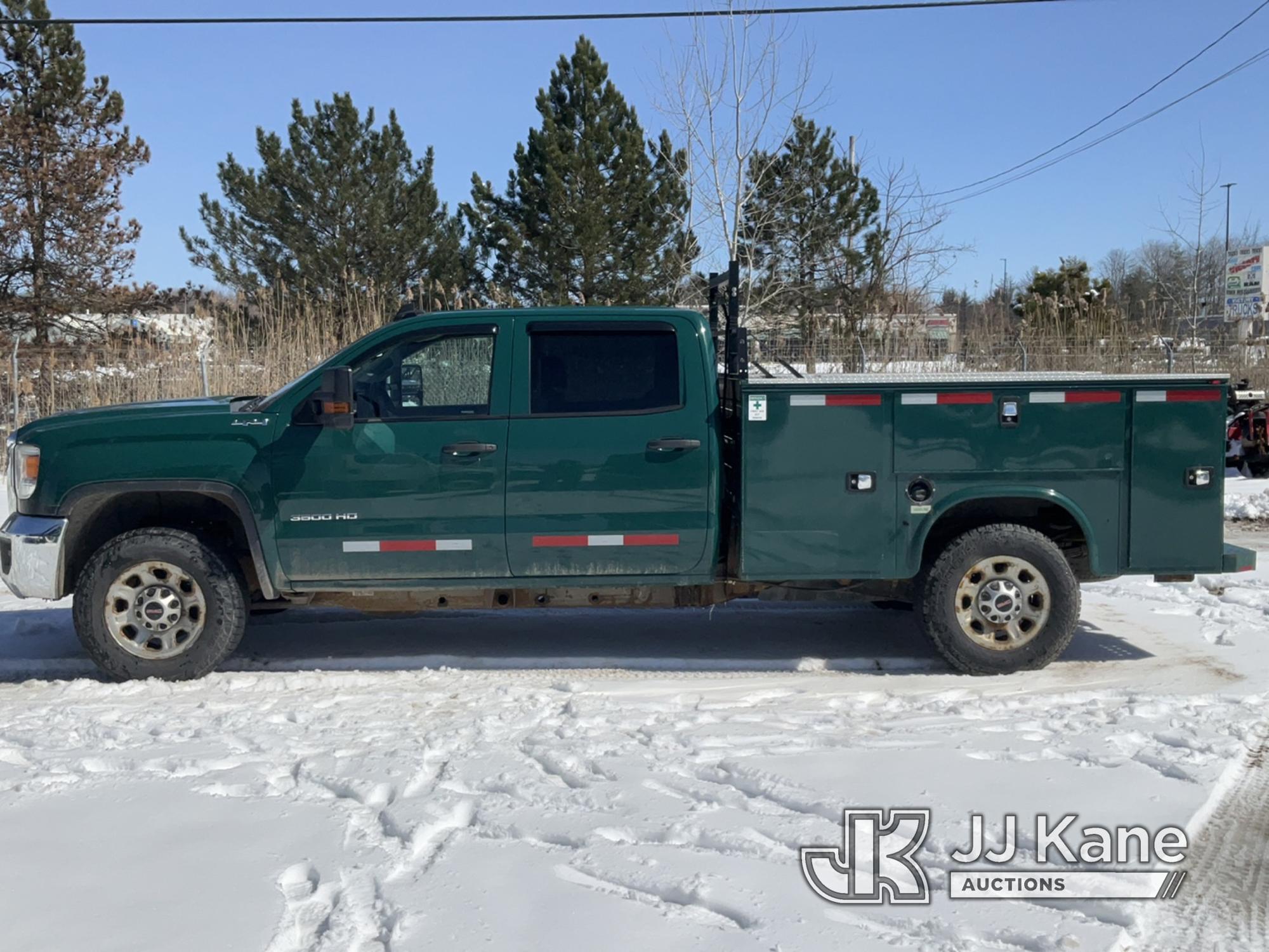 (Rome, NY) 2018 GMC Sierra 3500HD 4x4 Crew-Cab Service Truck Runs & Moves, Body & Rust Damage