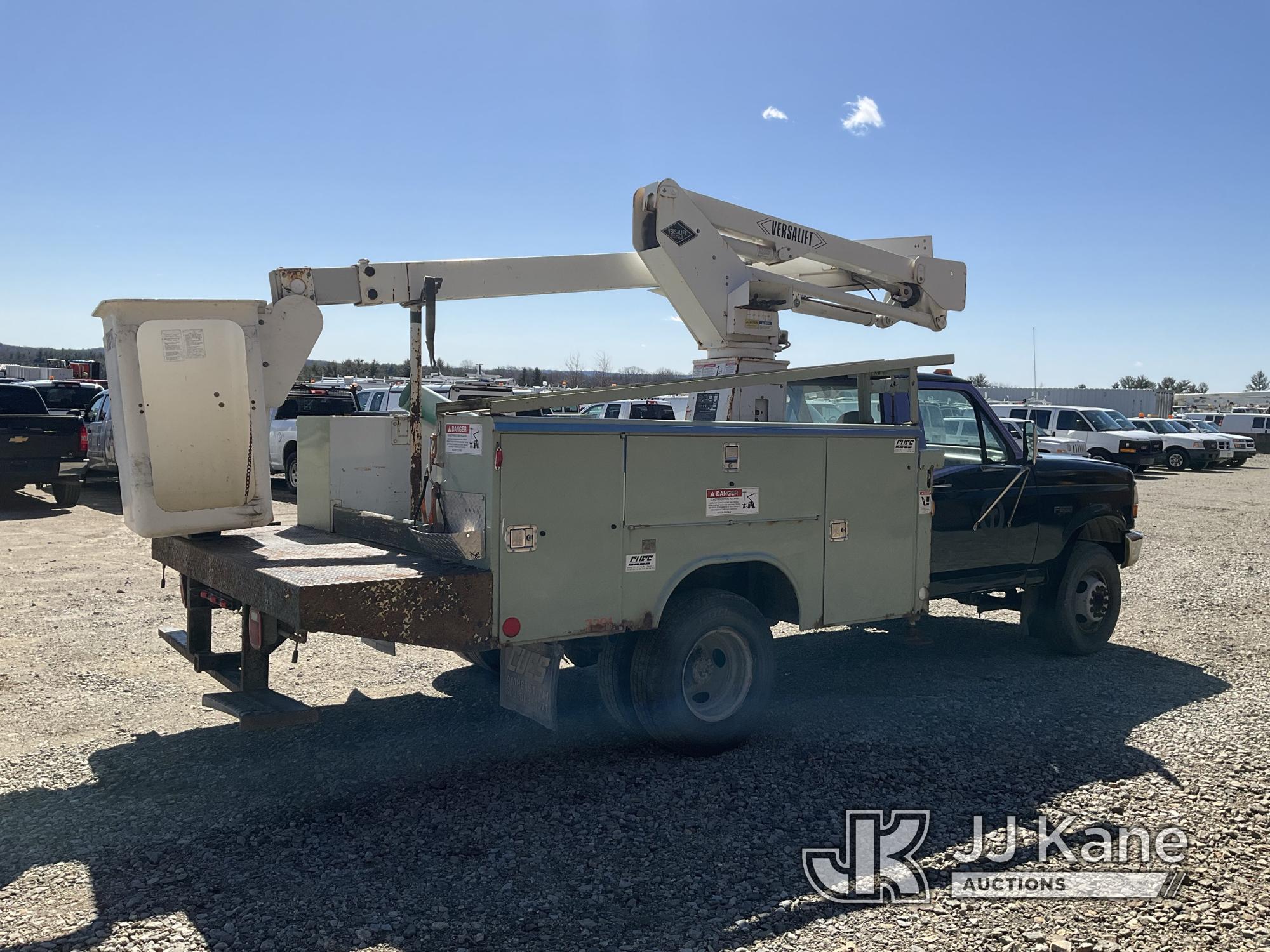 (Shrewsbury, MA) Versalift SST36N, Articulating & Telescopic Bucket Truck mounted behind cab on 1997