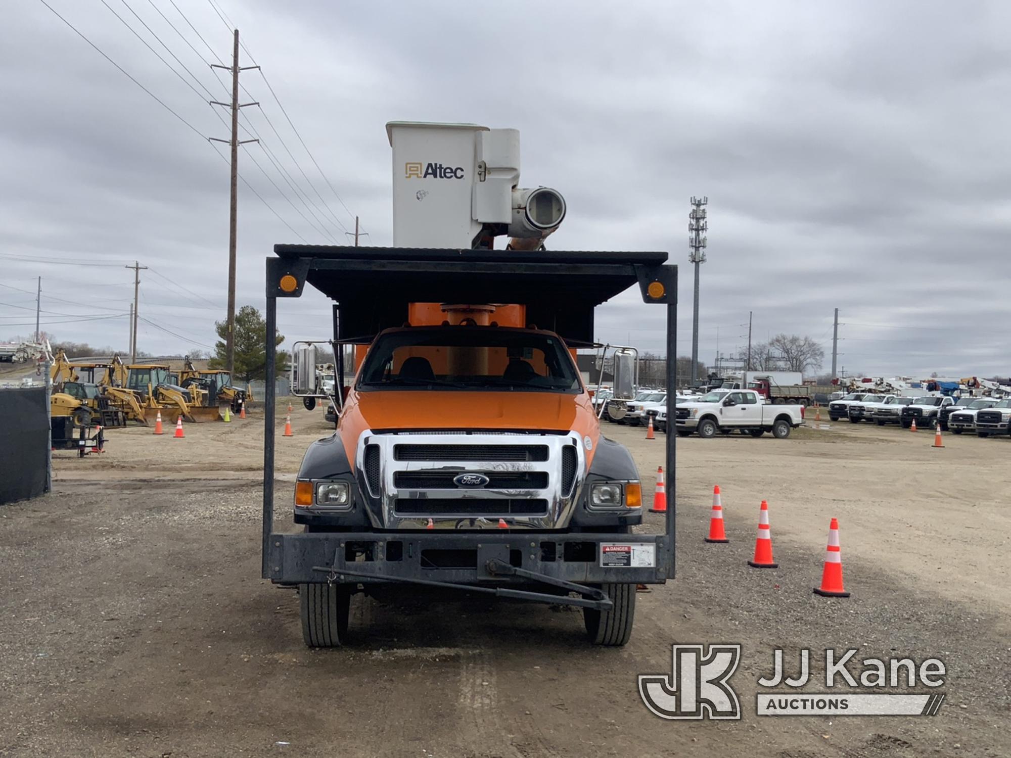 (Charlotte, MI) Altec LR756, Over-Center Bucket Truck mounted behind cab on 2013 Ford F750 Chipper D