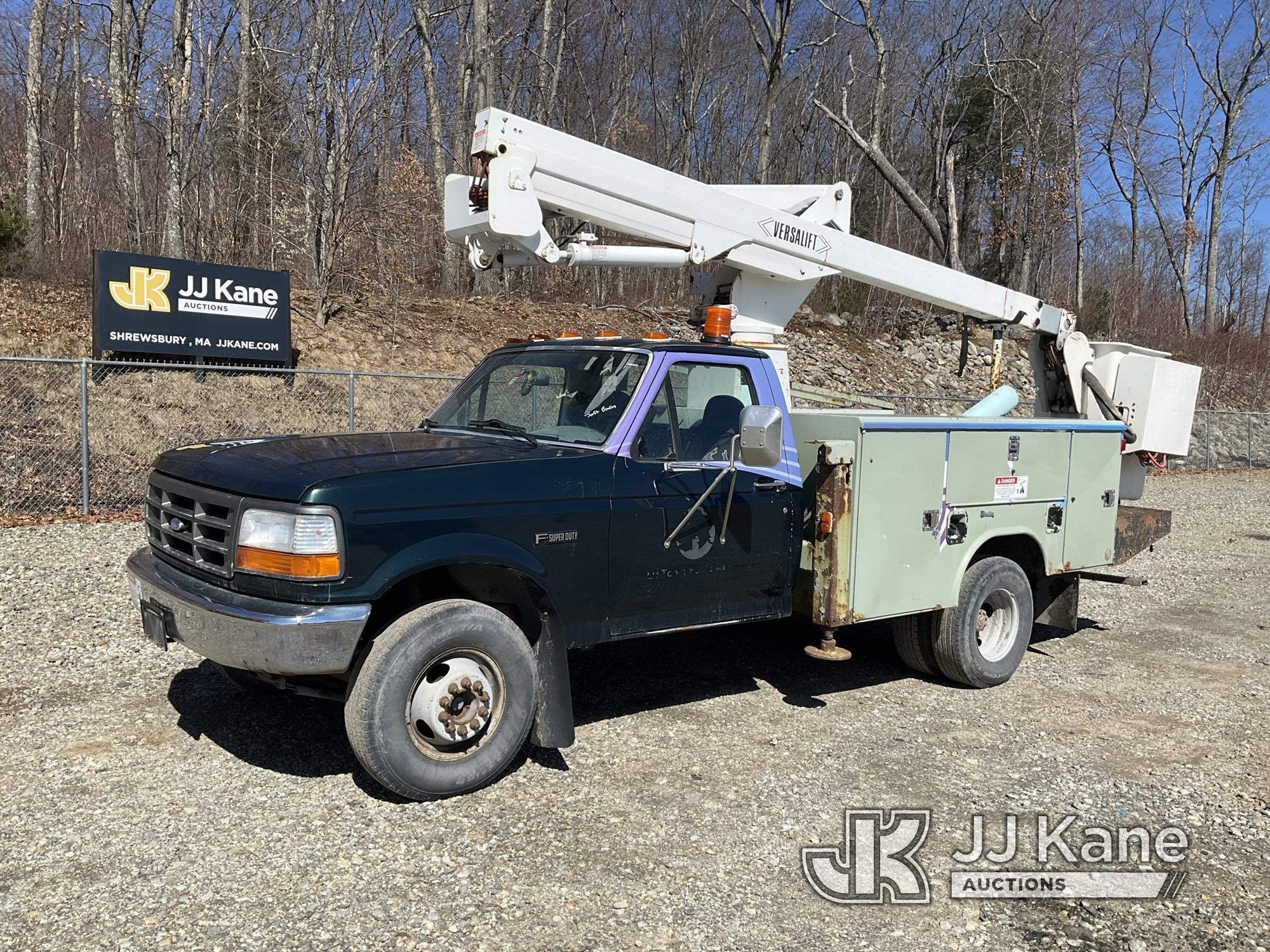 (Shrewsbury, MA) Versalift SST36N, Articulating & Telescopic Bucket Truck mounted behind cab on 1997