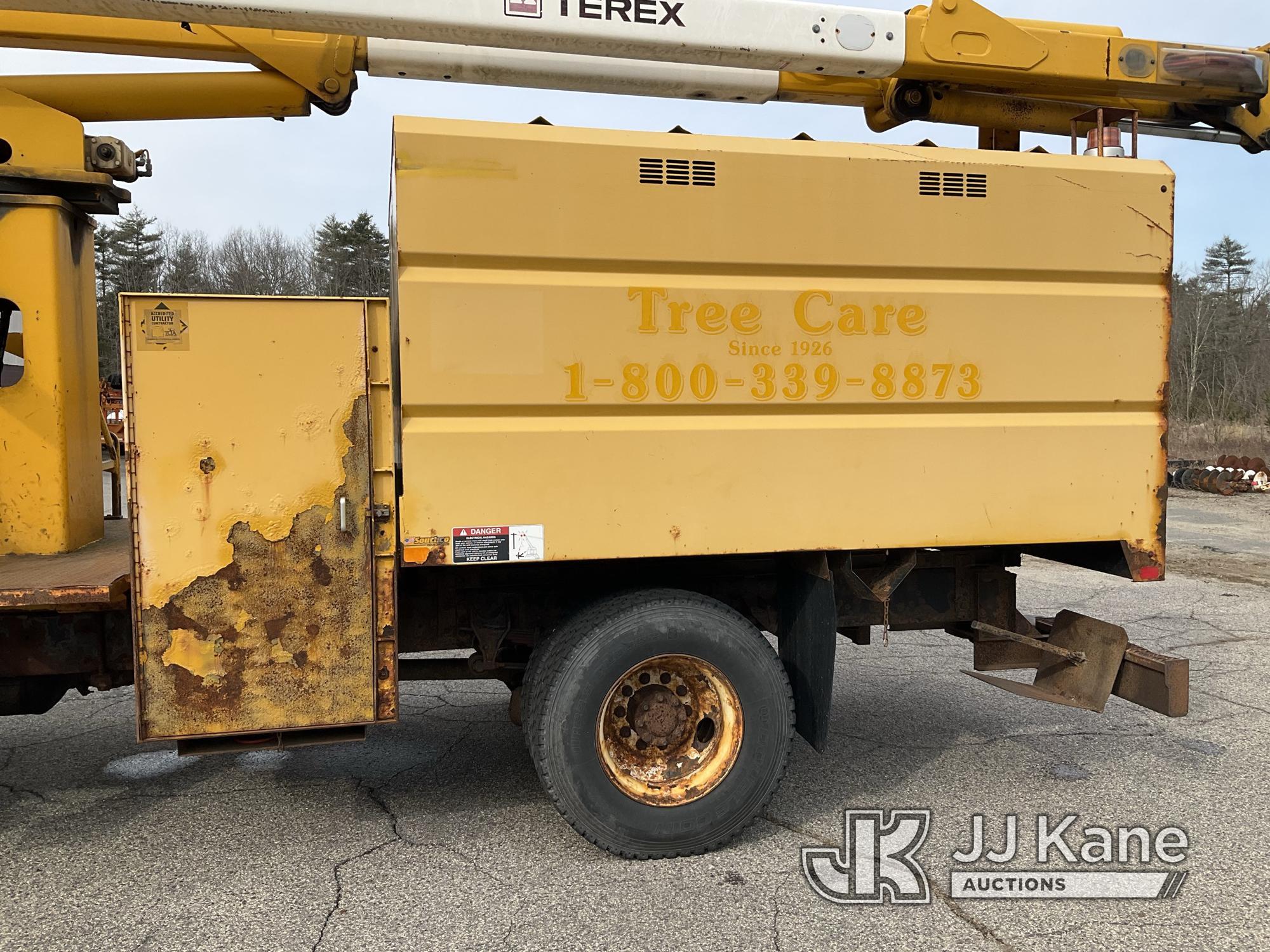 (Wells, ME) HiRanger XT60, Over-Center Bucket Truck mounted behind cab on 2012 International 4300 Ch