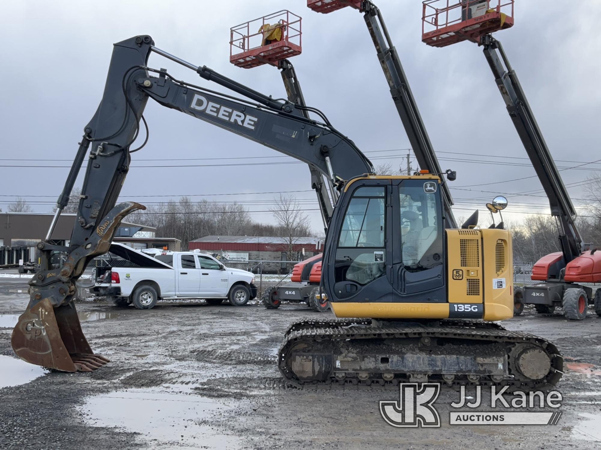 (Rome, NY) 2015 John Deere 135G Hydraulic Excavator Runs, Moves & Operates, Hand Grab Handle Damaged