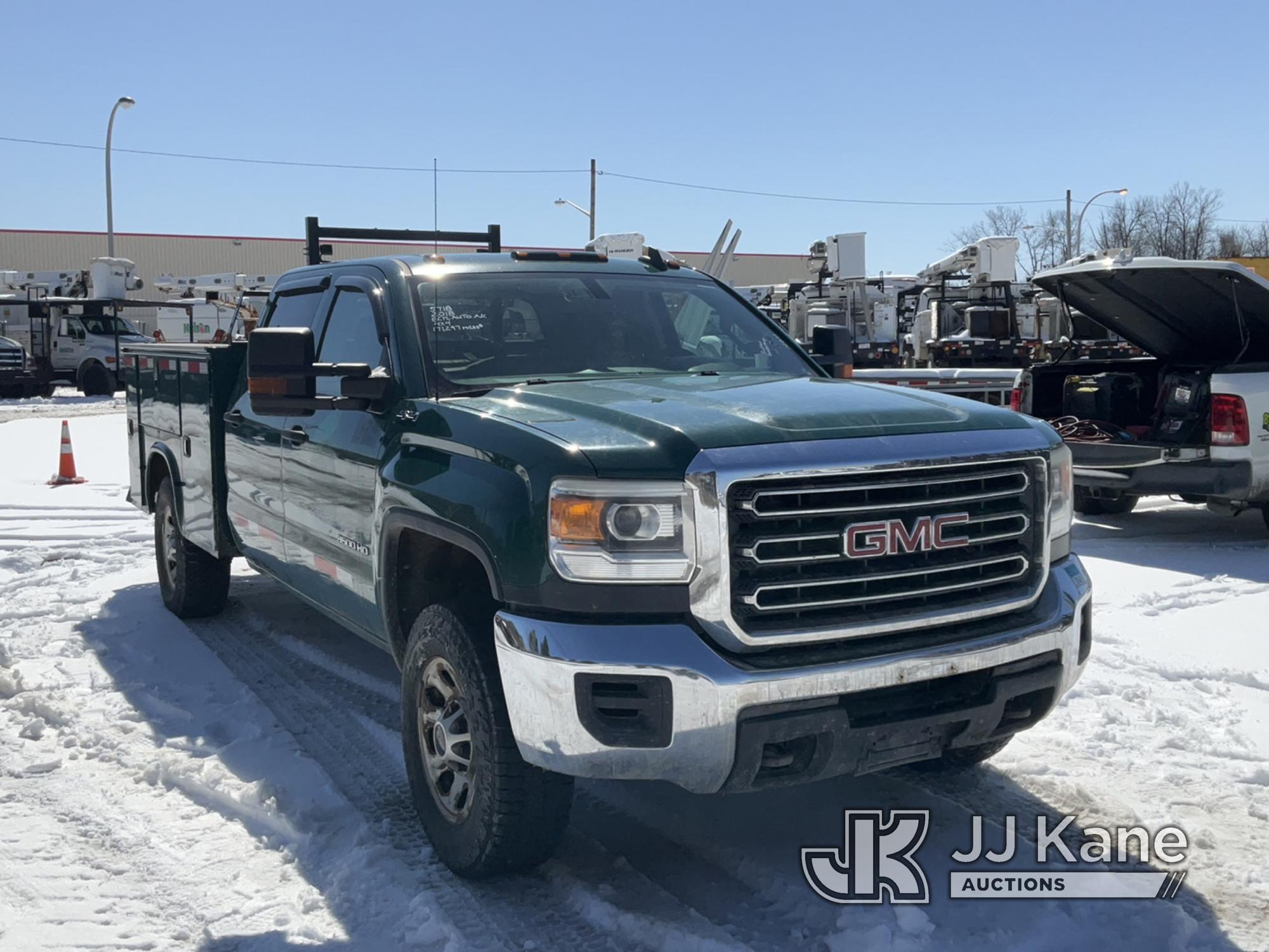 (Rome, NY) 2018 GMC Sierra 3500HD 4x4 Crew-Cab Service Truck Runs & Moves, Body & Rust Damage