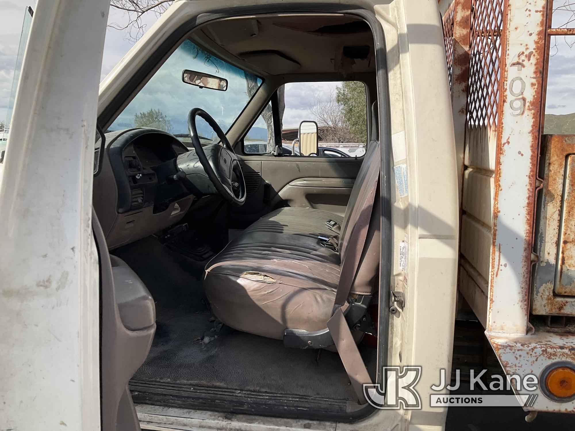 (Jurupa Valley, CA) 1997 Ford F-350 Stake Truck Runs & Moves With Jump, Bad Charging System