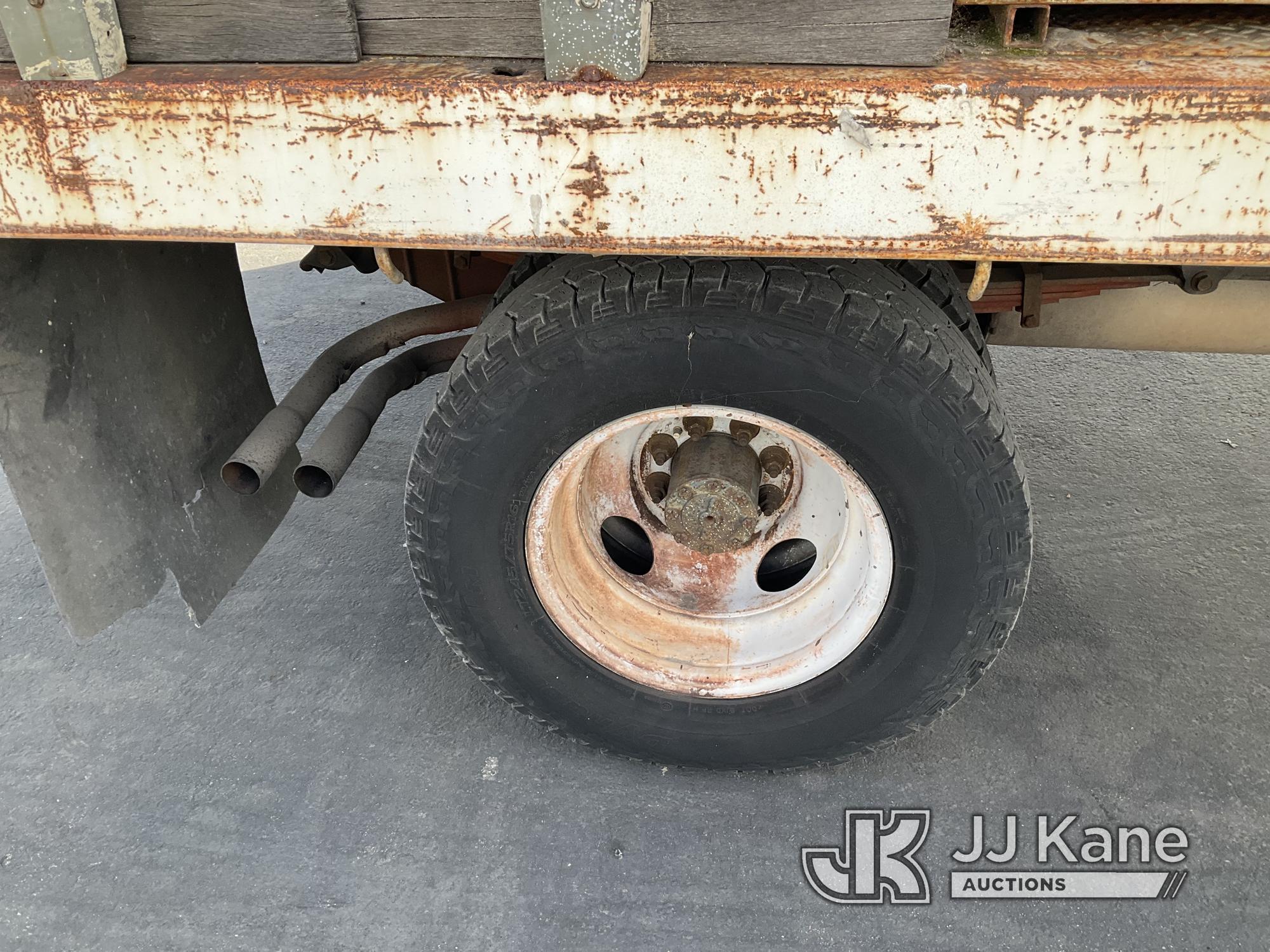 (Jurupa Valley, CA) 1997 Ford F-350 Stake Truck Runs & Moves With Jump, Bad Charging System