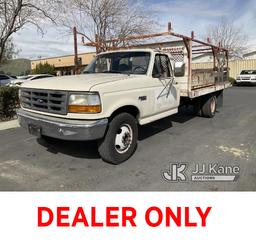 (Jurupa Valley, CA) 1997 Ford F-350 Stake Truck Runs & Moves With Jump, Bad Charging System