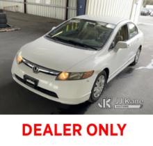 2007 HONDA CIVIC 4-Door Sedan Runs & Moves,Paint Damage, Body Damage , CNG Tank Expired In 2022