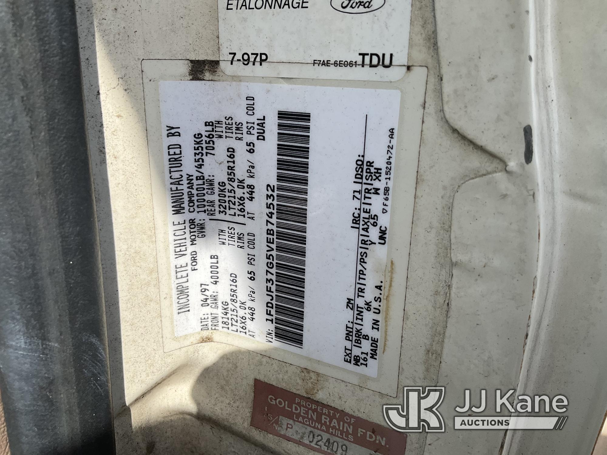 (Jurupa Valley, CA) 1997 Ford F-350 Stake Truck Runs & Moves With Jump, Bad Charging System