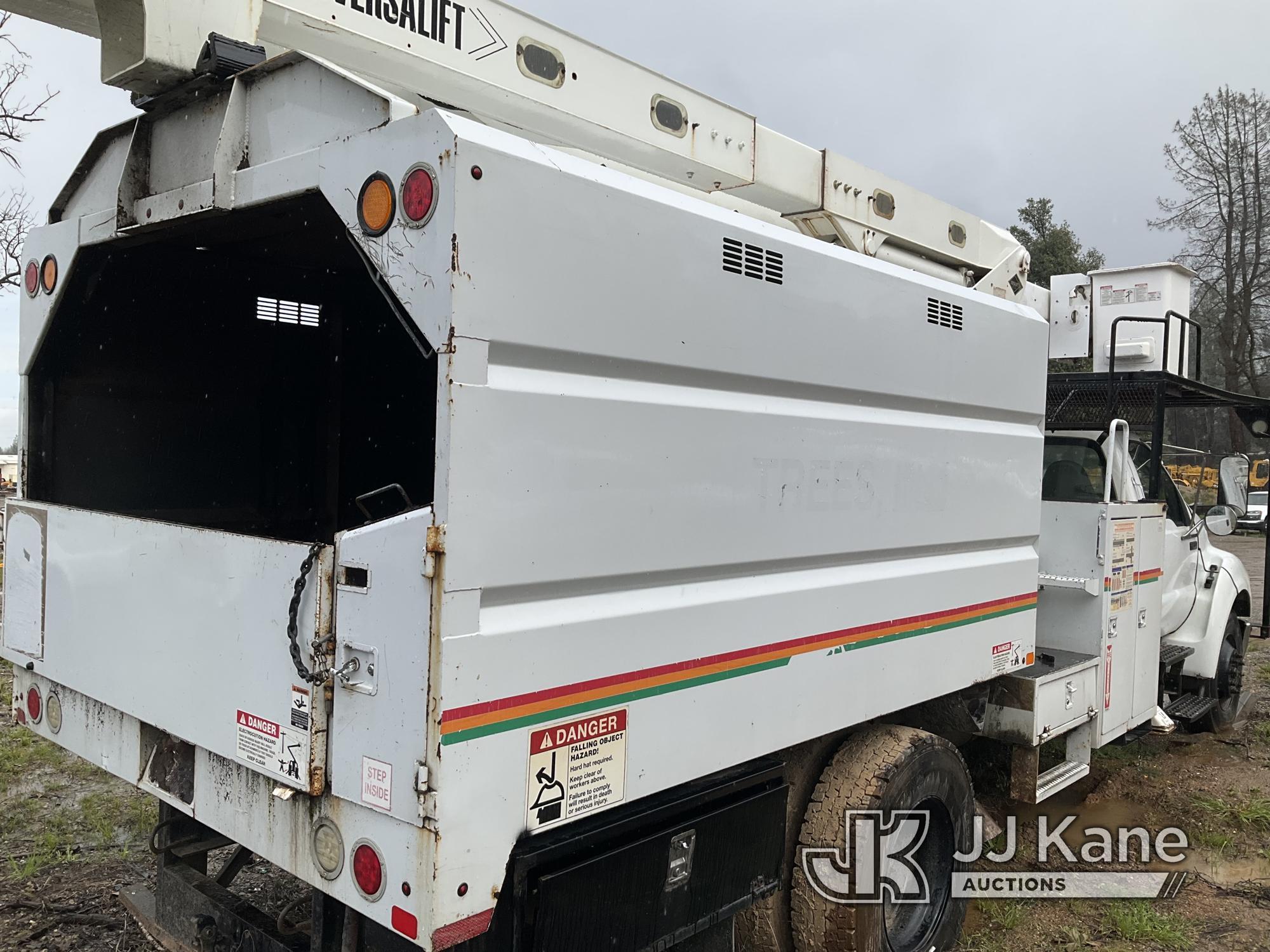 (Anderson, CA) Versalift VO-70, Over-Center Bucket Truck mounted behind cab on 2011 Ford F750 Chippe