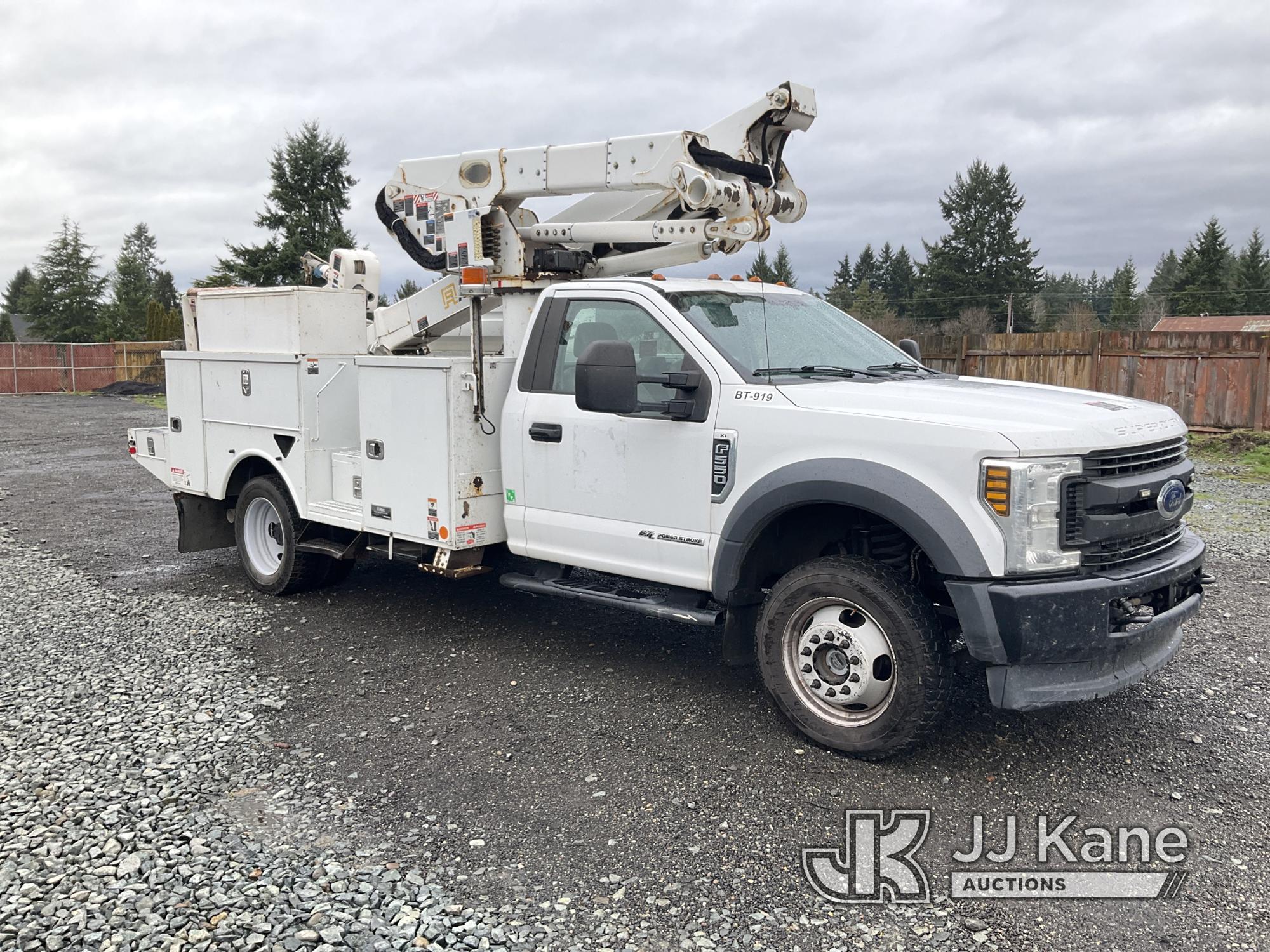 (Tacoma, WA) Altec AT41M, Articulating & Telescopic Material Handling Bucket Truck mounted behind ca