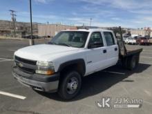 (Castle Rock, CO) 2002 Chevrolet Silverado 3500 4x4 Crew-Cab Flatbed Truck Runs & Moves