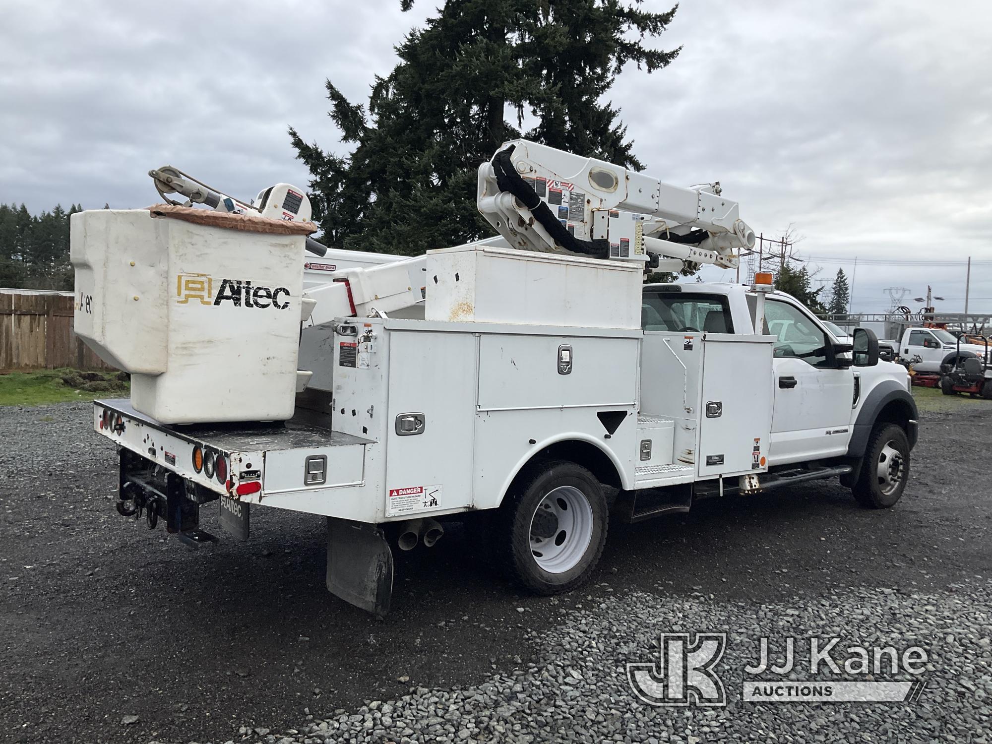 (Tacoma, WA) Altec AT41M, Articulating & Telescopic Material Handling Bucket Truck mounted behind ca