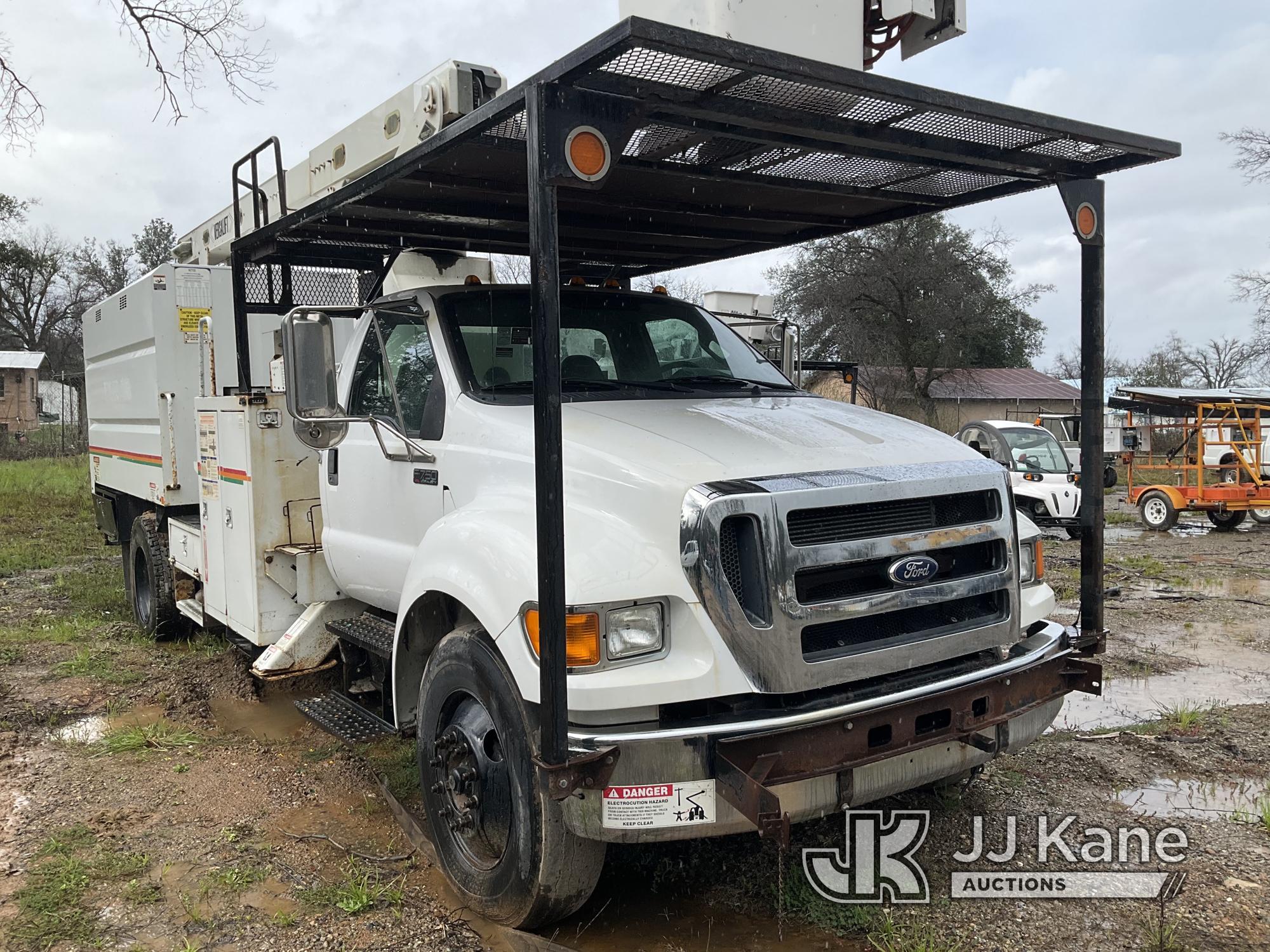 (Anderson, CA) Versalift VO-70, Over-Center Bucket Truck mounted behind cab on 2011 Ford F750 Chippe