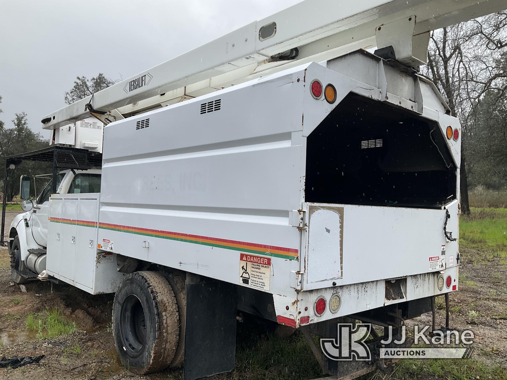 (Anderson, CA) Versalift VO-70, Over-Center Bucket Truck mounted behind cab on 2011 Ford F750 Chippe